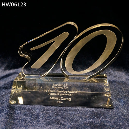 HW06123  全透明服務獎水晶獎座