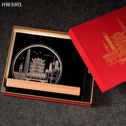 HW3001 齒輪萬年曆帶無線充電小夜燈實木獎座