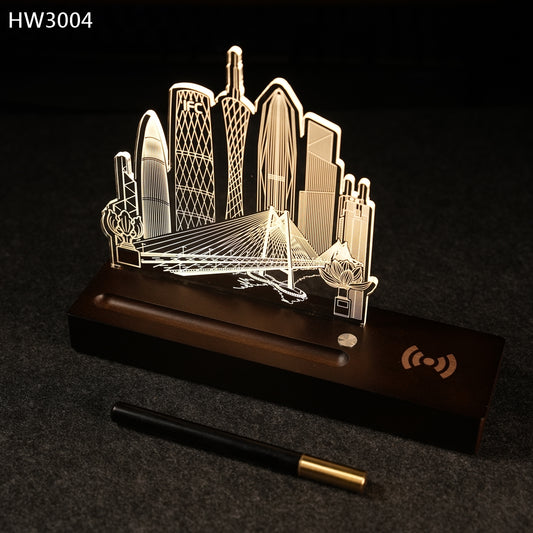 HW3004 粵港澳建築物無線充電小夜燈獎座