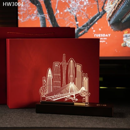 HW3004 粵港澳建築物無線充電小夜燈獎座