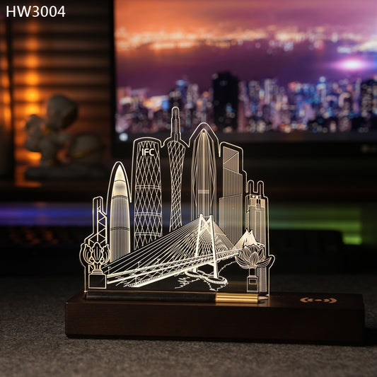 HW3004 粵港澳建築物無線充電小夜燈獎座