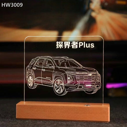 HW3009 方形實木亞加歷小夜燈獎座