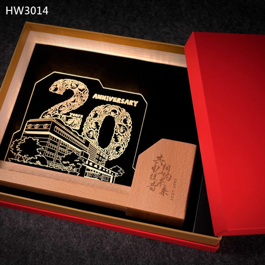 HW3014 周年紀念實木亞加歷小夜燈筆筒獎座