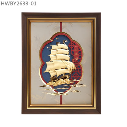 HWBY2633-01 "一帆順風" 金箔掛畫