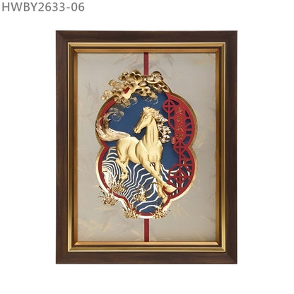 HWBY2633-06 "馬到功成" 金箔掛畫