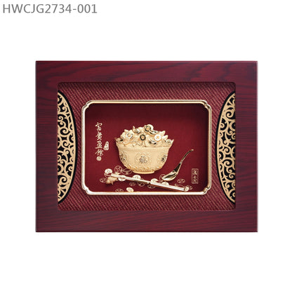 HWCJG2734-001 金飯碗“富貴盈餘"金箔掛畫