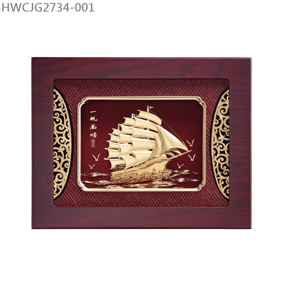 HWCJG2734-006 “一帆風順”榮休金箔畫掛畫