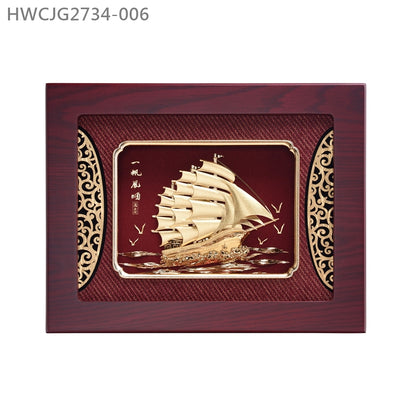 HWCJG2734-006 “一帆風順”榮休金箔畫掛畫