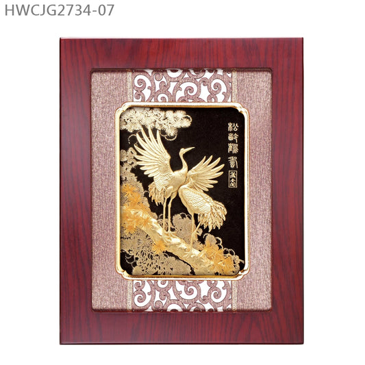 HWCJG2734-07 "松齡鶴壽" 金箔掛畫