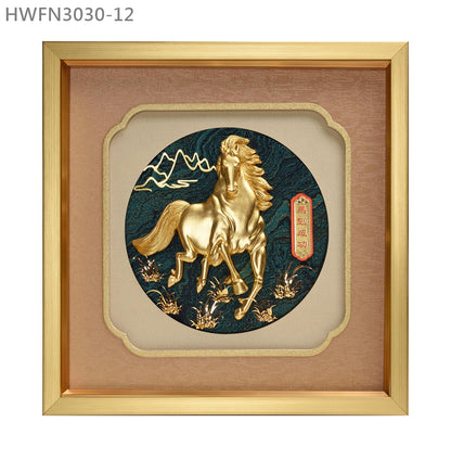 HWFN3030-12 "馬到功成" 金箔掛畫