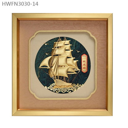 HWFN3030-14 “一帆風順”榮休金箔掛畫