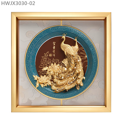 HWJX3030-02 孔雀"富貴吉祥" 金箔掛畫