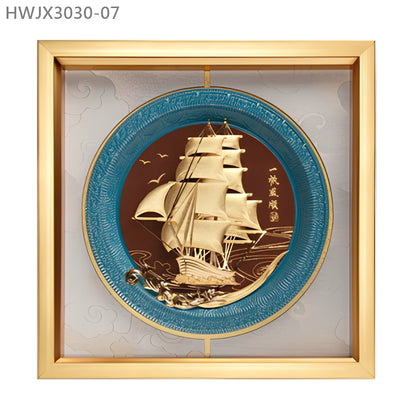 HWJX3030-07 "一帆風順" 金箔掛畫