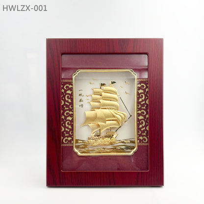 HWLZX-001 立體24K金箔畫"一帆風順" 金帆船