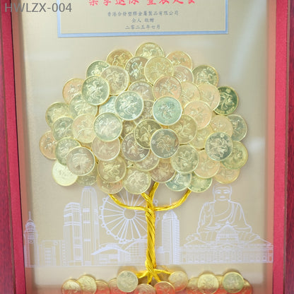 HWLZX-004 金底香港維港景大佛硬幣金錢樹擺設