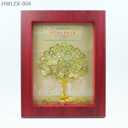HWLZX-004 金底香港維港景大佛硬幣金錢樹擺設