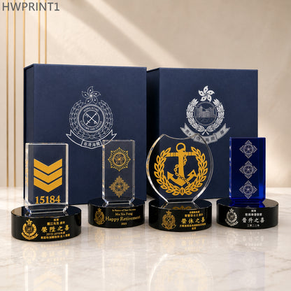 HW2099 警察警長及懲教署一級懲教助理水晶座 合昇職或榮休之用