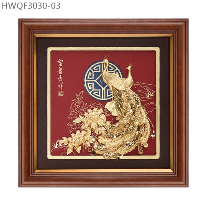 HWQF3030-03 孔雀"富貴吉祥" 金箔掛畫