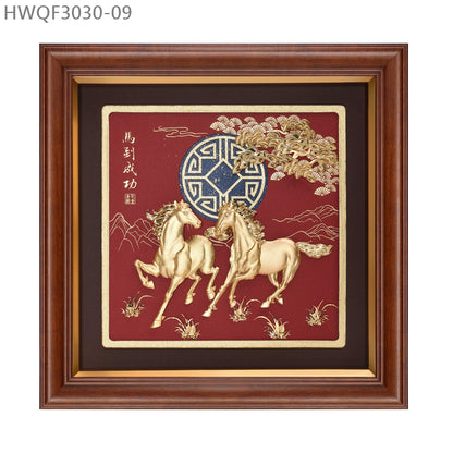 HWQF3030-09 "馬到功成" 金箔掛畫