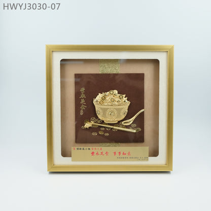 HWYJ3030-07 金飯碗“豐衣足食"金箔掛畫