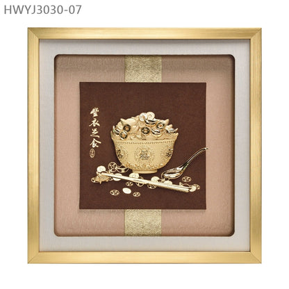 HWYJ3030-07 金飯碗“豐衣足食"金箔掛畫