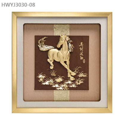 HWYJ3030-08"馬到功成"金箔掛畫
