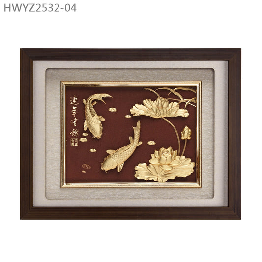 HWYZ2532-04 “連年有餘”金箔掛畫