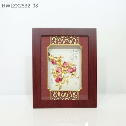 HWLZX2532-08 立體24K金箔 "桃李滿門" 掛畫