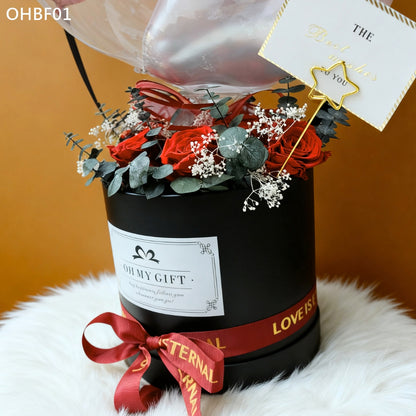OHBF01 紅色-氣球永生花花盒 開張花盒 生日花盒 節日花盒 告白花盒 畢業花盒