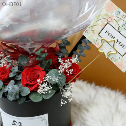 OHBF01 紅色-氣球永生花花盒 開張花盒 生日花盒 節日花盒 告白花盒 畢業花盒