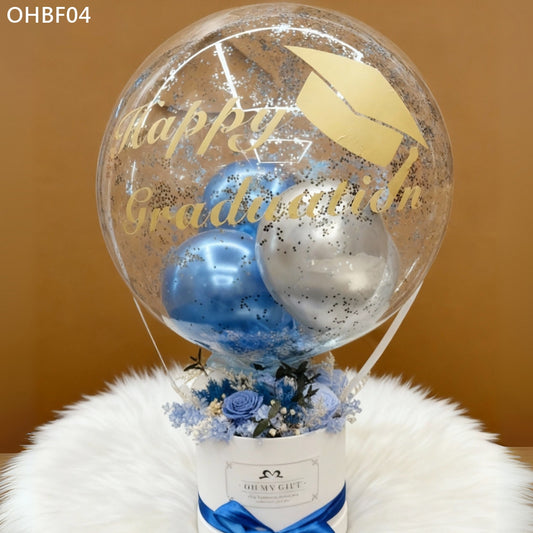 OHBF04 藍色-氣球永生花花盒 開張花盒 生日花盒 節日花盒 告白花盒 畢業花盒