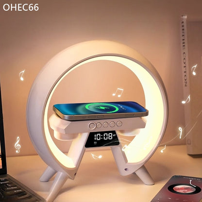 OHEC66 時鐘大A無線充電音響夜燈