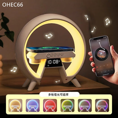 OHEC66 時鐘大A無線充電音響夜燈