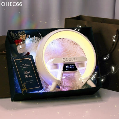 OHEC66 時鐘大A無線充電音響夜燈