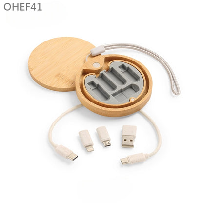 OHEF41 環保竹殼圓形數據線套裝