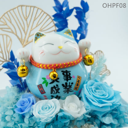 OHPF08 事業大成永生花招財貓花盒