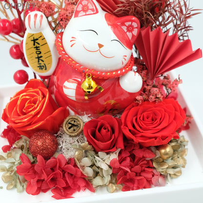 OHPF17 大吉大利招財貓永生花花盒