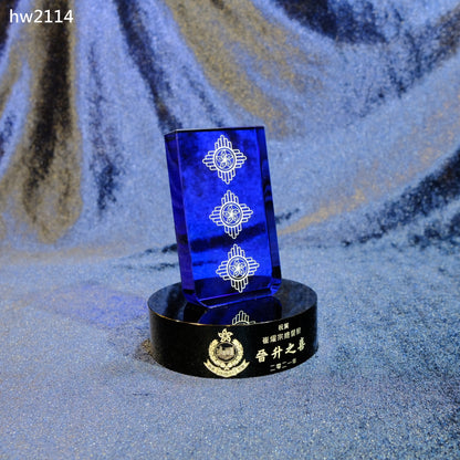 HW2114 香港警察總督察水晶獎座 合昇職或榮休之用