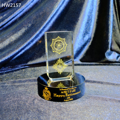HW2157 香港海關署理高級監督水晶座 昇職或榮休之用