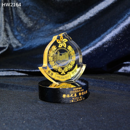 HW2164 香港警察徽章水晶座 適合警察任何職級